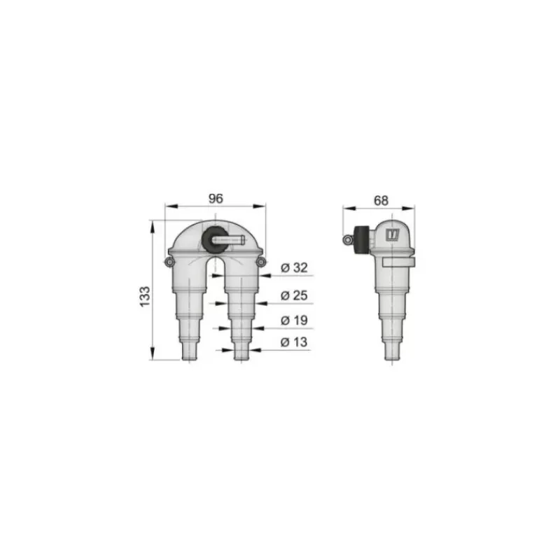 ASD Coude anti-siphon ø13 à 32 mm | Clapet*Vetus Clearance