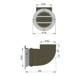 New Grille inox avec manchon ø 104 mm (66cm²) Hublot & Aération·Grille D'Aération