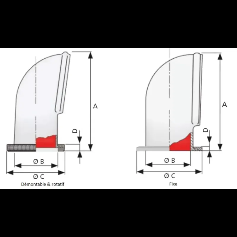 Manche à air vertical silicone ø 75 mm Hublot & Aération·Aérateur De Pont