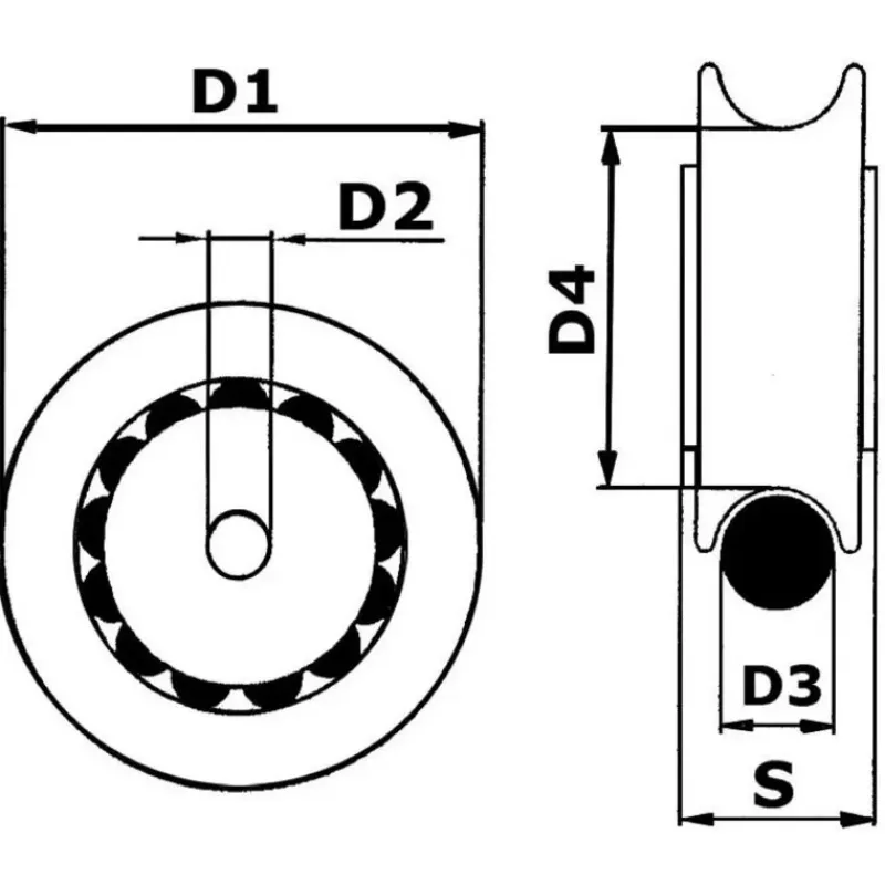 Réa sur bille Derlin Ø 29 à 57 mm Poulie, Anneau De Friction & Palan·Boite À Réas, Poulie Plat-Pont & Renvoi|Poulie, Anneau De Friction & Palan·Poulie À Billes