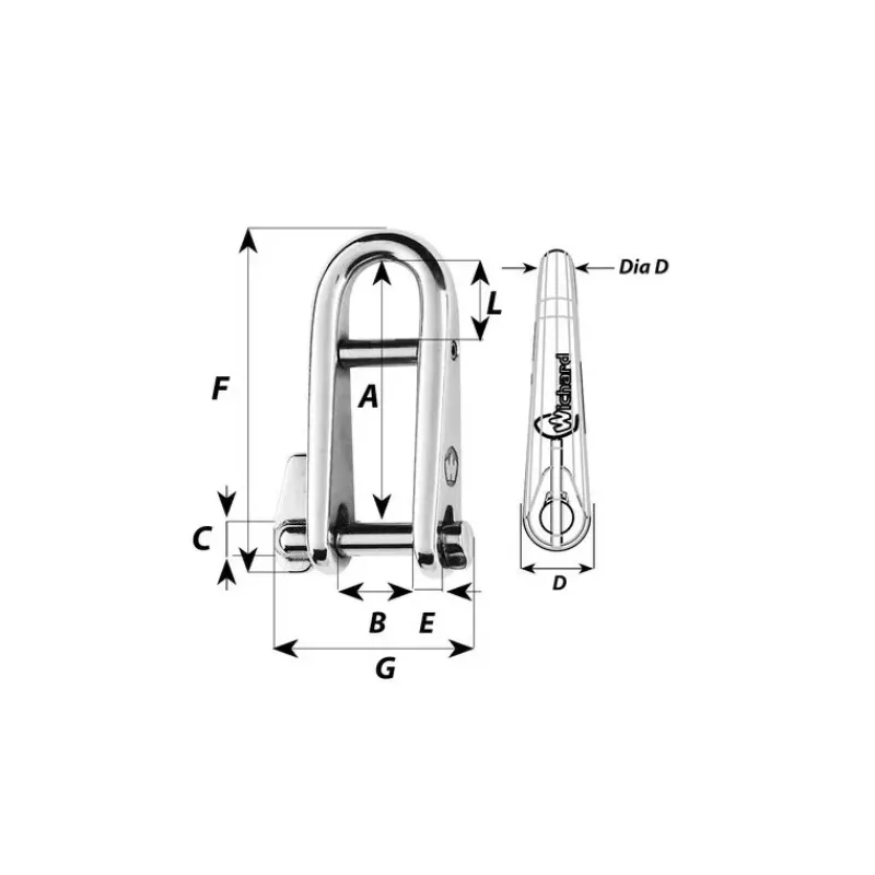Manille inox HR rapide à barrette*Wichard New