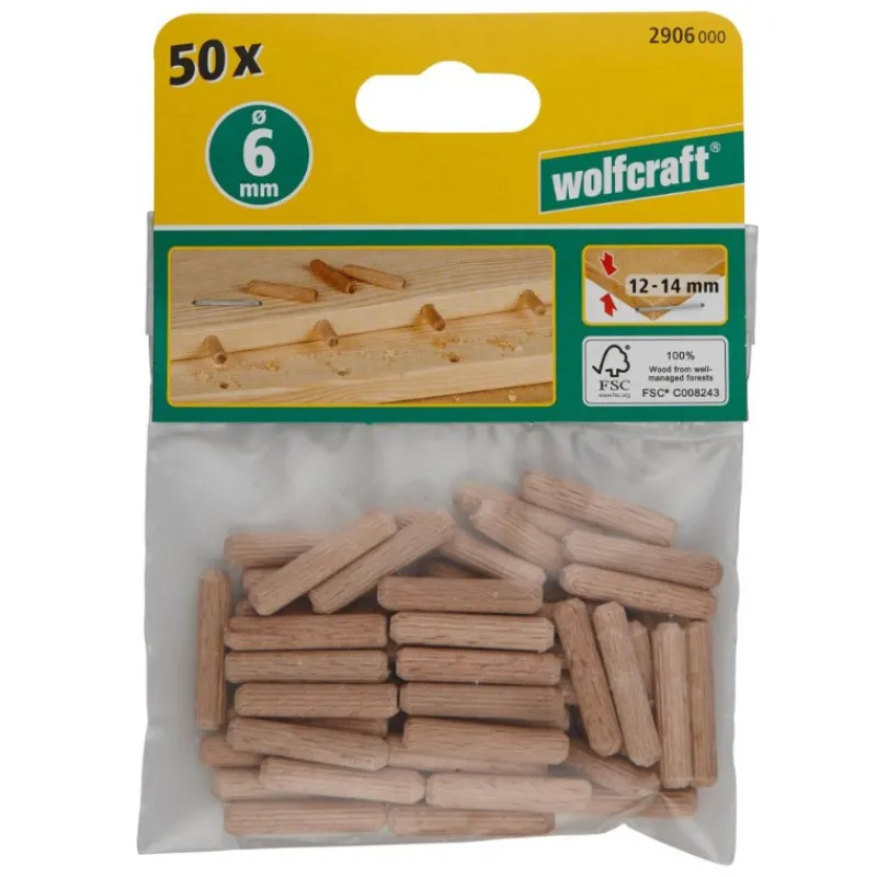 Cheville bois | ø 6 x 30 mm | 50 pièces*Wolfcraft