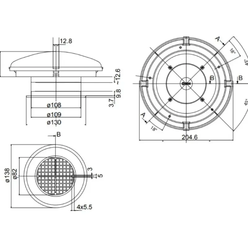 Aérateur permanent ø 205 mm | aération 28 cm²*ZADI Best